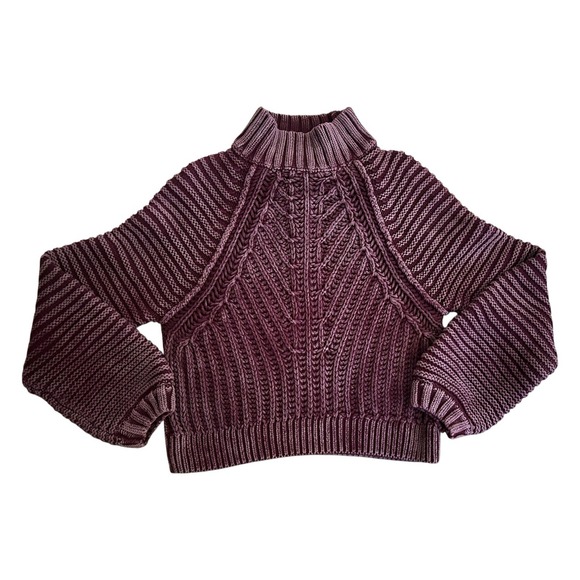 Free People Sz XS Sweetheart Sweater Chunky Rib Knit Pullover Boho Chic Garnet - Picture 1 of 11